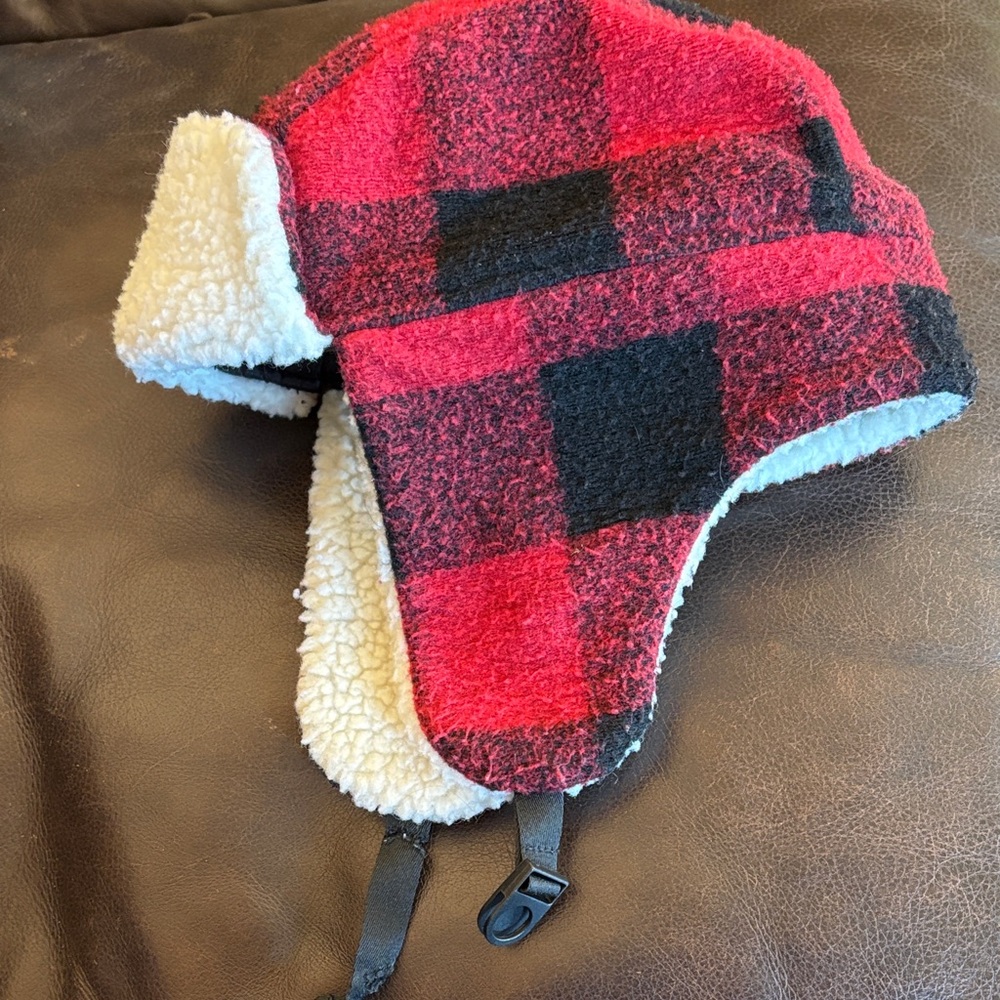 Cozy Red and Black Plaid Kids Winter Hat